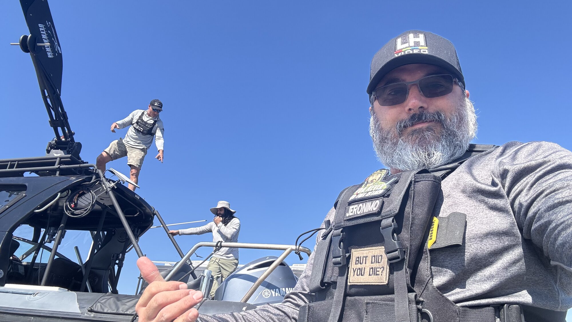 Crew selfie on the Basilisk underway